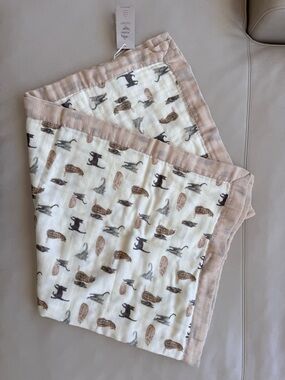 NWT MILKBARN Cat Kitties Big Bamboo Muslin Layered Lively Baby Blanket $59